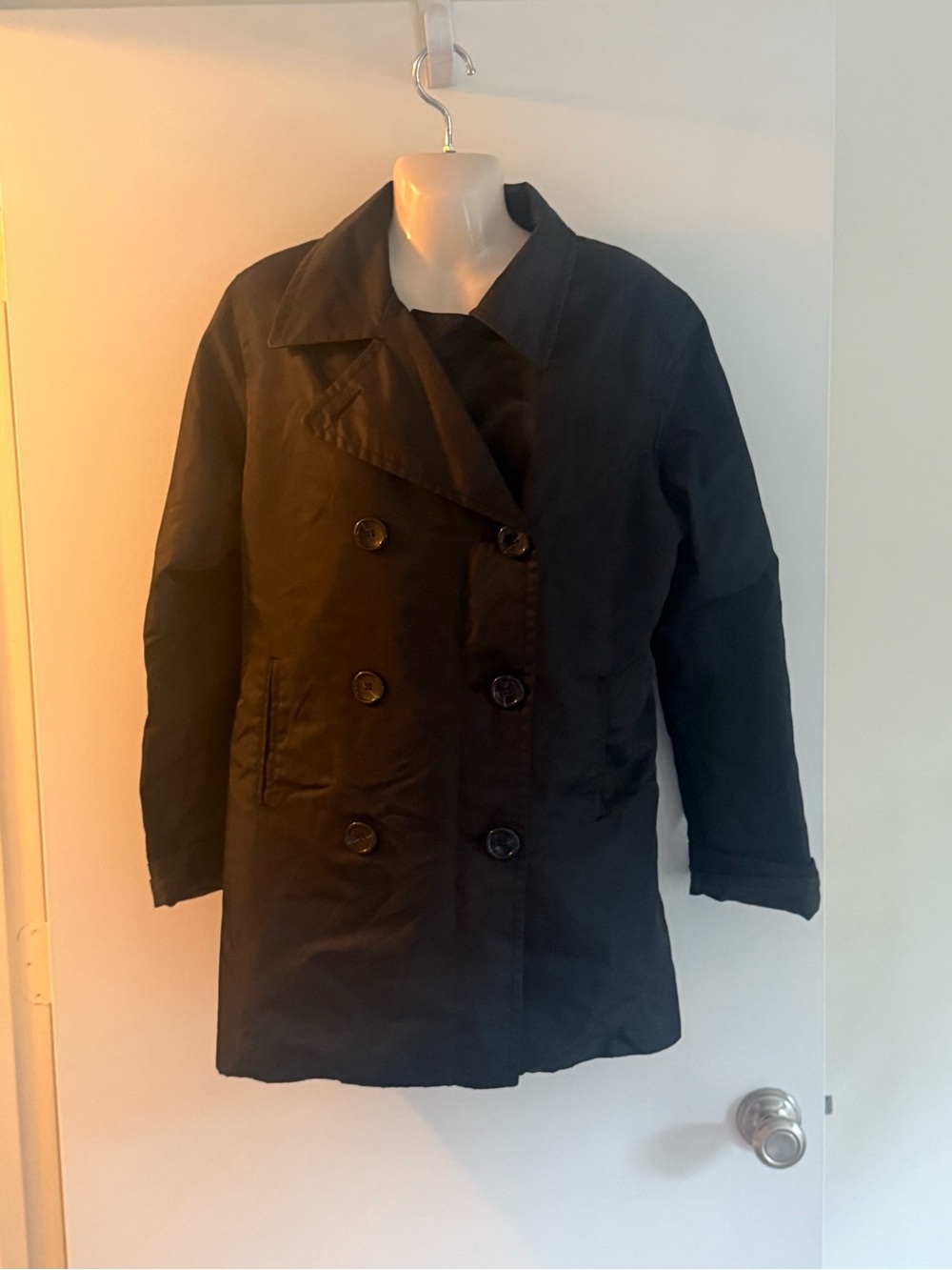 Moda International Black Double-Breasted Peacoat C1